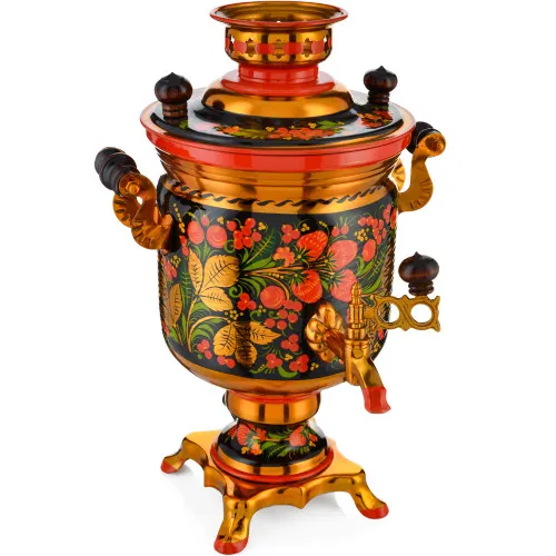 Самовар электрический 3 литра с худ. росписью «Хохлома с ягодами в зелени» формы «Банка» Самовар электрический 3 литра с худ. росписью «Хохлома с ягодами в зелени» формы «Банка»