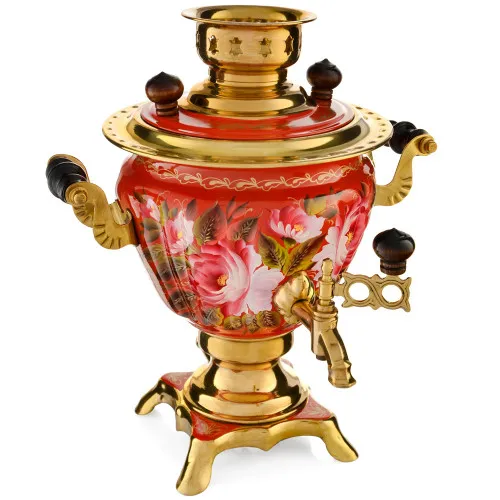 Самовар электрический 2 литра с художественной росписью «Пионы на красном в золоте» формы «Чаша» Самовар электрический 2 литра с художественной росписью «Пионы на красном в золоте» формы «Чаша»