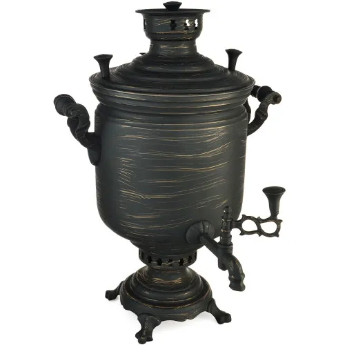 Самовар на дровах 7 литров формы «Банка», золотые нити в патине, литьё, категория «Эксклюзив» Самовар на дровах 7 литров формы «Банка», золотые нити в патине, литьё, категория «Эксклюзив»