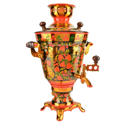 Самовар электрический 3 литра с художественной росписью «Клубника в зелени №2» формы «Рюмка гладкая» Самовар электрический 3 литра с художественной росписью «Клубника в зелени №2» формы «Рюмка гладкая»