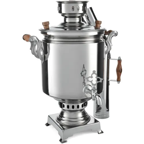 Самовар на дровах 7 литров формы «Банка» нержавеющая сталь, серебристый Самовар на дровах 7 литров формы «Банка» нержавеющая сталь, серебристый