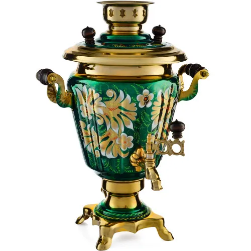 Самовар электрический 3 л с художественной росписью «Кудрина зелёная» формы «Рюмка» Самовар электрический 3 л с художественной росписью «Кудрина зелёная» формы «Рюмка»