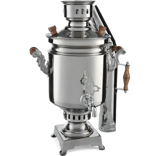 Самовар на дровах 5 литров формы «Банка» нержавеющая сталь, серебристый Самовар на дровах 5 литров формы «Банка» нержавеющая сталь, серебристый
