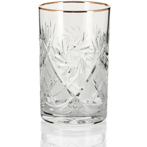 Стакан для подстаканника хрустальный «Мельница» с золотой окантовкой Стакан для подстаканника хрустальный «Мельница» с золотой окантовкой