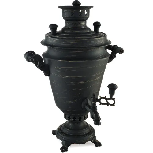 Самовар на дровах 5 литров формы «Рюмка», золотые нити в патине, литьё, категория «Эксклюзив»  Самовар на дровах 5 литров формы «Рюмка», золотые нити в патине, литьё, категория «Эксклюзив»