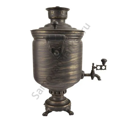 Самовар на дровах 7 литров формы «Банка», золотые нити в патине, категория «Эксклюзив»  Самовар на дровах 7 литров формы «Банка», золотые нити в патине, категория «Эксклюзив»