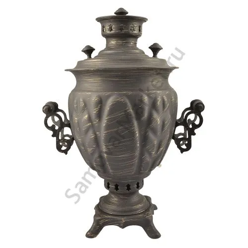 Самовар на дровах 3 литра формы «Жёлудь» золотые нити в патине, категория «Эксклюзив»  Самовар на дровах 3 литра формы «Жёлудь» золотые нити в патине, категория «Эксклюзив»