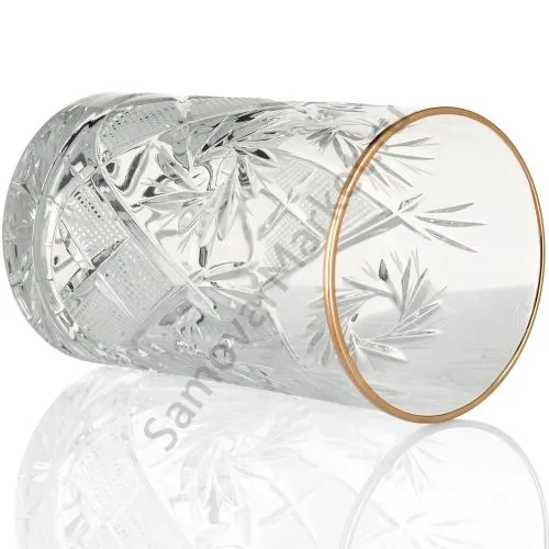 Стакан для подстаканника хрустальный «Мельница» с золотой окантовкой Стакан для подстаканника хрустальный «Мельница» с золотой окантовкой