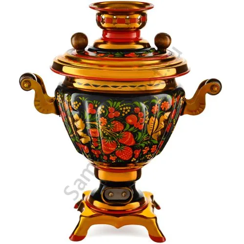 Самовар электрический 2 литра с художественной росписью «Хохлома с ягодами в зелени» формы «Чаша» Самовар электрический 2 литра с художественной росписью «Хохлома с ягодами в зелени» формы «Чаша»