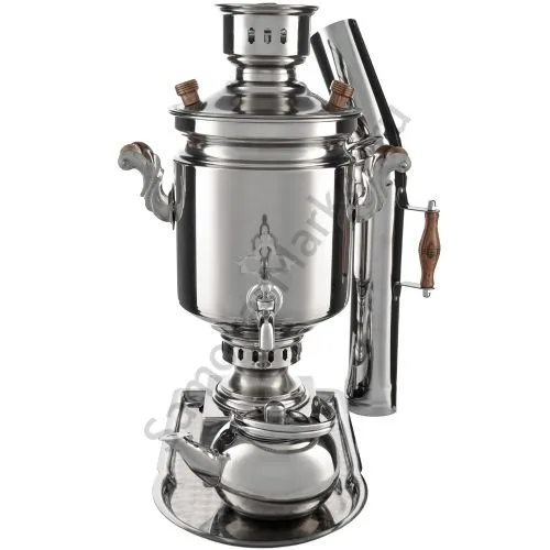 Самовар на дровах из нержавейки 7 литров формы «Банка» в наборе из 4 предметов ( труба в подарок) Самовар на дровах из нержавейки 7 литров формы «Банка» в наборе из 4 предметов ( труба в подарок)