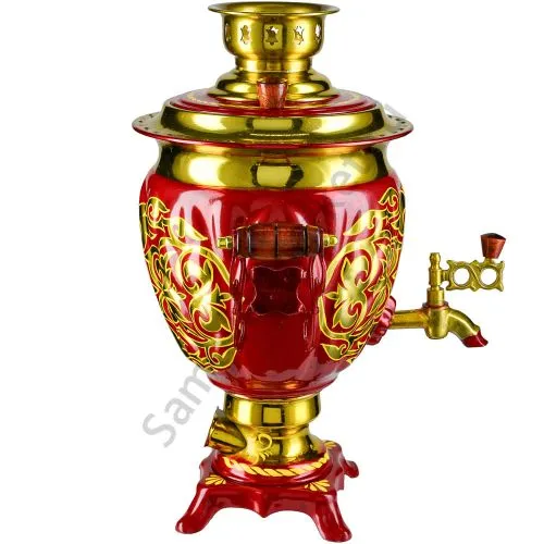 Самовар электрический 3 литра с художественной росписью «Орнамент красный» формы «Жёлудь» Самовар электрический 3 литра с художественной росписью «Орнамент красный» формы «Жёлудь»