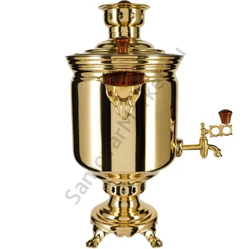 Самовар на дровах 7 литров формы «Банка», золотой, категория «Люкс» Самовар на дровах 7 литров формы «Банка», золотой, категория «Люкс»