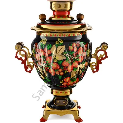 Самовар электрический 3 литра с худ. росписью «Хохлома с ягодами в зелени №2» формы «Жёлудь» Самовар электрический 3 литра с худ. росписью «Хохлома с ягодами в зелени №2» формы «Жёлудь»