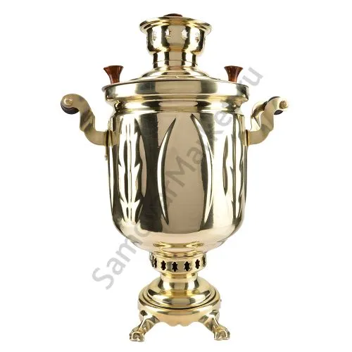 Самовар на дровах 5 литров формы «Банка с листьями», золотой, категория «Стандарт» Самовар на дровах 5 литров формы «Банка с листьями», золотой, категория «Стандарт»