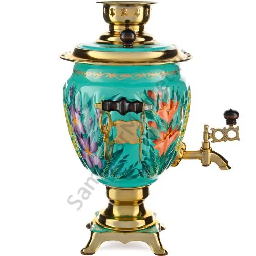 Самовар электрический 3 литра с художественной росписью «Весенние цветы в золоте» формы «Жёлудь» Самовар электрический 3 литра с художественной росписью «Весенние цветы в золоте» формы «Жёлудь»