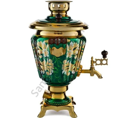 Самовар электрический 3 л с художественной росписью «Кудрина зелёная» формы «Рюмка» Самовар электрический 3 л с художественной росписью «Кудрина зелёная» формы «Рюмка»