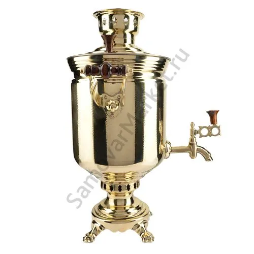 Самовар на дровах 5 литров формы «Банка с вибронакаткой», золотой, категория «Люкс» Самовар на дровах 5 литров формы «Банка с вибронакаткой», золотой, категория «Люкс»