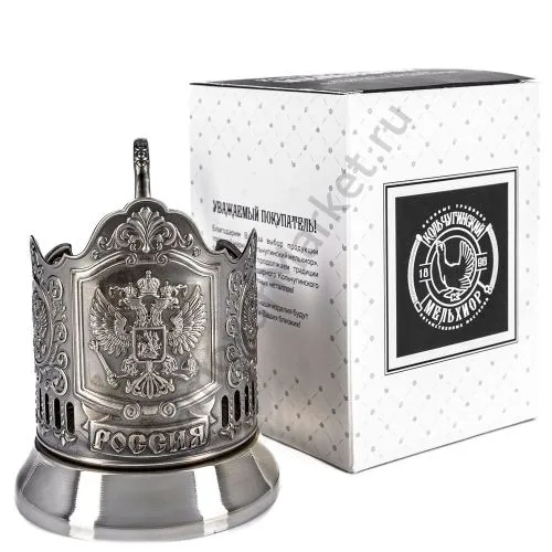 Подстаканник никелированный с чернью «Герб Российской Федерации» Подстаканник никелированный с чернью «Герб Российской Федерации»