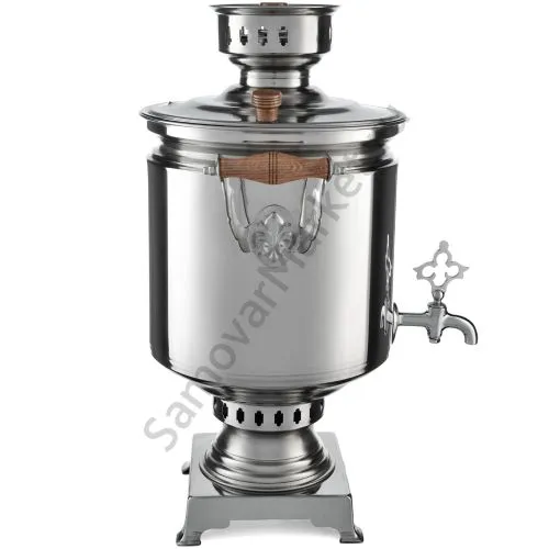 Самовар на дровах 7 литров формы «Банка» нержавеющая сталь, серебристый Самовар на дровах 7 литров формы «Банка» нержавеющая сталь, серебристый