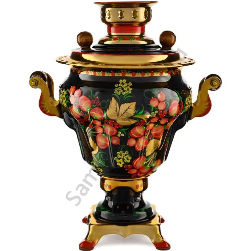 Самовар электрический 2,5 литра с худ.росписью «Хохлома с ягодами в зелени №2» формы «Груша» Самовар электрический 2,5 литра с худ.росписью «Хохлома с ягодами в зелени №2» формы «Груша»