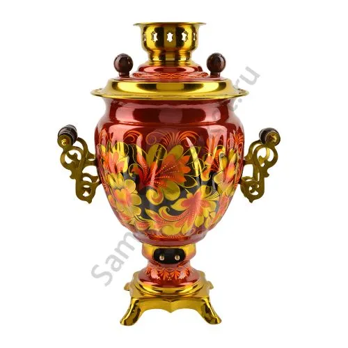 Самовар электрический 3 литра с художественной росписью «Хохлома» формы «Жёлудь» Самовар электрический 3 литра с художественной росписью «Хохлома» формы «Жёлудь»