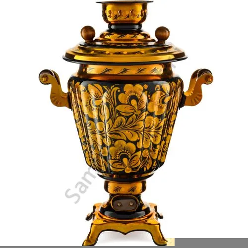 Самовар электрический 3 л с художественной росписью «Кудрина золото на чёрном» формы «Рюмка» Самовар электрический 3 л с художественной росписью «Кудрина золото на чёрном» формы «Рюмка»