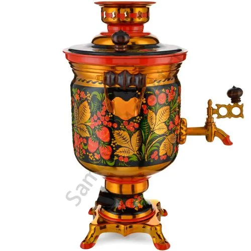 Самовар электрический 3 литра с худ. росписью «Хохлома с ягодами в зелени» формы «Банка» Самовар электрический 3 литра с худ. росписью «Хохлома с ягодами в зелени» формы «Банка»