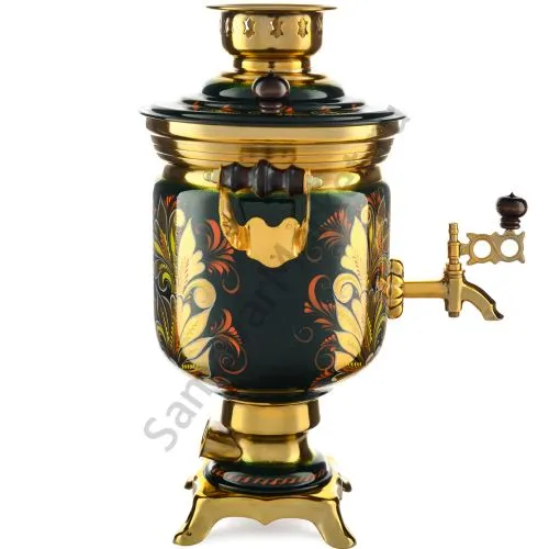 Самовар электрический 3 литра с художественной росписью «Кудрина малахитовая» формы «Банка» Самовар электрический 3 литра с художественной росписью «Кудрина малахитовая» формы «Банка»