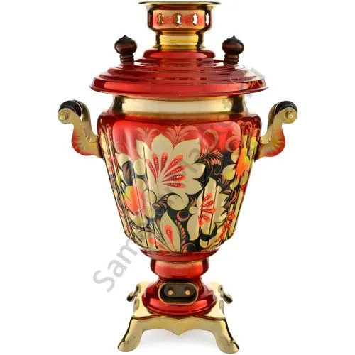 Самовар электрический 3 литра с художественной росписью «Хохлома» формы «Рюмка» Самовар электрический 3 литра с художественной росписью «Хохлома» формы «Рюмка»