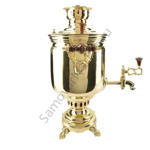Самовар на дровах 5 литров формы «Банка», литьё, золотой, категория «Люкс» Самовар на дровах 5 литров формы «Банка», литьё, золотой, категория «Люкс»