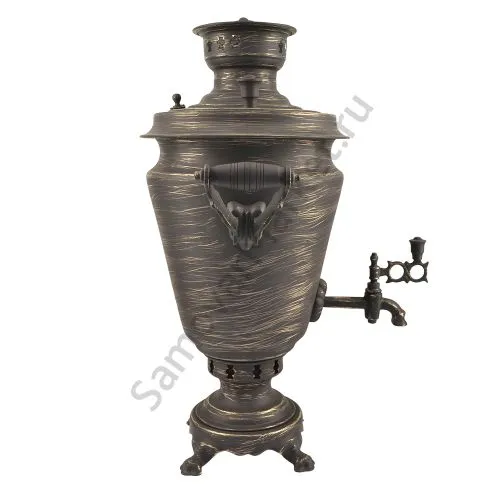Самовар на дровах 7 литров формы «Рюмка», золотые нити в патине, категория «Эксклюзив» Самовар на дровах 7 литров формы «Рюмка», золотые нити в патине, категория «Эксклюзив»