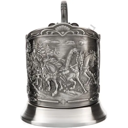 Подстаканник никелированный с чернью «Тройка» Подстаканник никелированный с чернью «Тройка»