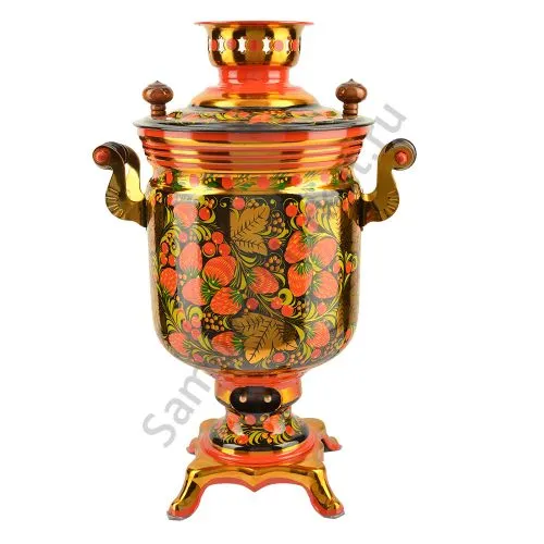 Самовар электрический 3 литра с художественной росписью «Клубника в зелени №2» формы «Банка» Самовар электрический 3 литра с художественной росписью «Клубника в зелени №2» формы «Банка»