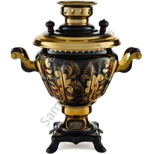 Самовар электрический 2 литра с художественной росписью «Кудрина чёрная» формы «Чаша» Самовар электрический 2 литра с художественной росписью «Кудрина чёрная» формы «Чаша»