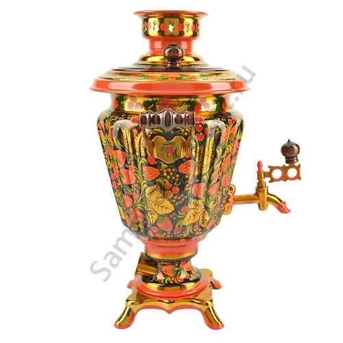 Самовар электрический 3 литра с художественной росписью «Клубника в зелени №2» формы «Рюмка» Самовар электрический 3 литра с художественной росписью «Клубника в зелени №2» формы «Рюмка»