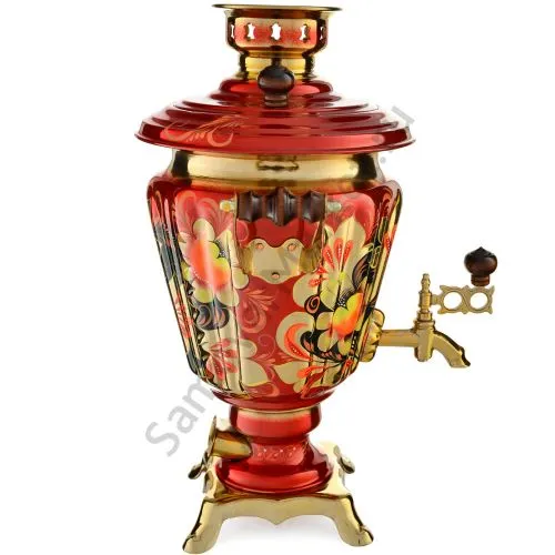 Самовар электрический 3 литра с художественной росписью «Хохлома» формы «Рюмка» Самовар электрический 3 литра с художественной росписью «Хохлома» формы «Рюмка»