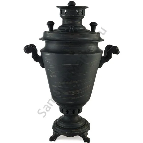 Самовар на дровах 5 литров формы «Рюмка», золотые нити в патине, литьё, категория «Эксклюзив»  Самовар на дровах 5 литров формы «Рюмка», золотые нити в патине, литьё, категория «Эксклюзив»