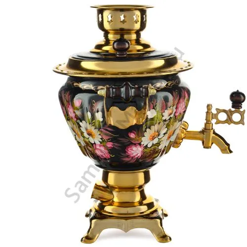 Самовар электрический 2 литра с художественной росписью «Ромашки с клевером в золоте» формы «Чаша» Самовар электрический 2 литра с художественной росписью «Ромашки с клевером в золоте» формы «Чаша»