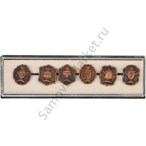 Комплект значков «Русские самовары», в наборе из 6 штук Комплект значков «Русские самовары», в наборе из 6 штук