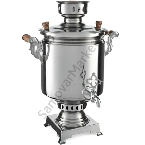 Самовар на дровах 7 литров формы «Банка» нержавеющая сталь, серебристый Самовар на дровах 7 литров формы «Банка» нержавеющая сталь, серебристый