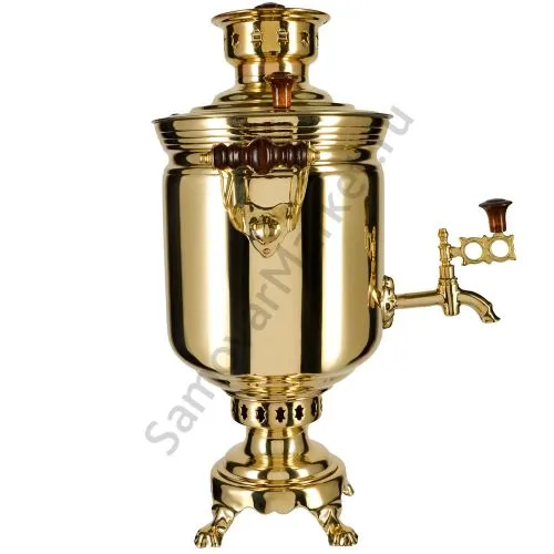 Самовар на дровах 5 литров формы «Банка», золотой, категория «Люкс» Самовар на дровах 5 литров формы «Банка», золотой, категория «Люкс»