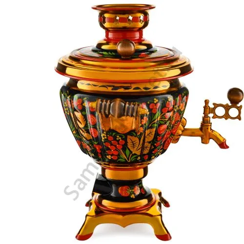 Самовар электрический 2 литра с художественной росписью «Хохлома с ягодами в зелени» формы «Чаша» Самовар электрический 2 литра с художественной росписью «Хохлома с ягодами в зелени» формы «Чаша»