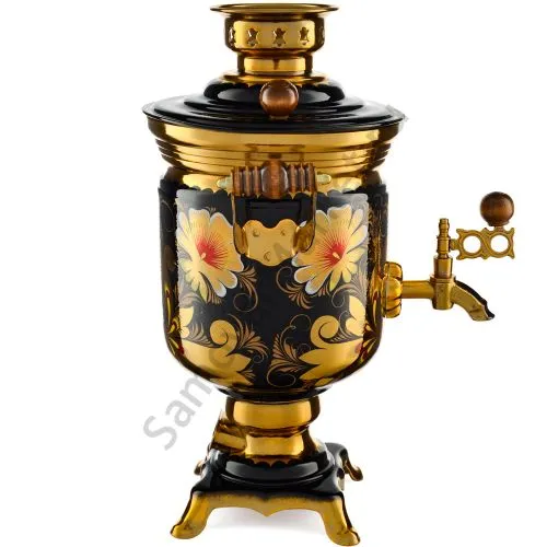 Самовар электрический 3 литра с художественной росписью «Кудрина чёрная» формы «Банка» Самовар электрический 3 литра с художественной росписью «Кудрина чёрная» формы «Банка»