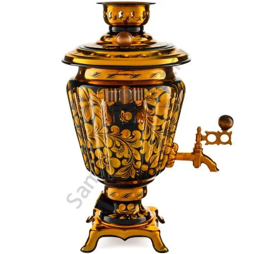 Самовар электрический 3 л с художественной росписью «Кудрина золото на чёрном» формы «Рюмка» Самовар электрический 3 л с художественной росписью «Кудрина золото на чёрном» формы «Рюмка»