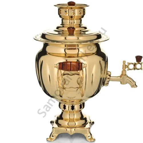 Самовар на дровах 2,7 литра формы «Овал», золотой, категория «Люкс» Самовар на дровах 2,7 литра формы «Овал», золотой, категория «Люкс»