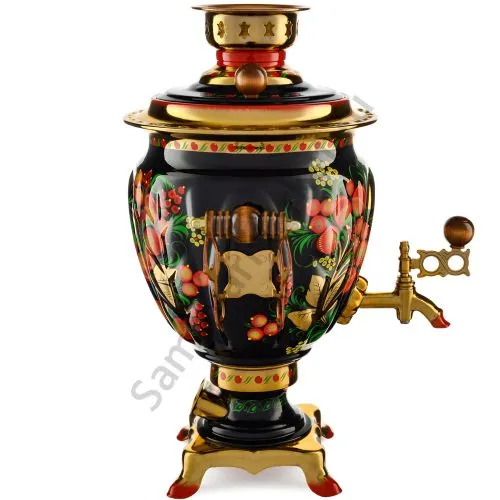 Самовар электрический 3 литра с худ. росписью «Хохлома с ягодами в зелени №2» формы «Жёлудь» Самовар электрический 3 литра с худ. росписью «Хохлома с ягодами в зелени №2» формы «Жёлудь»