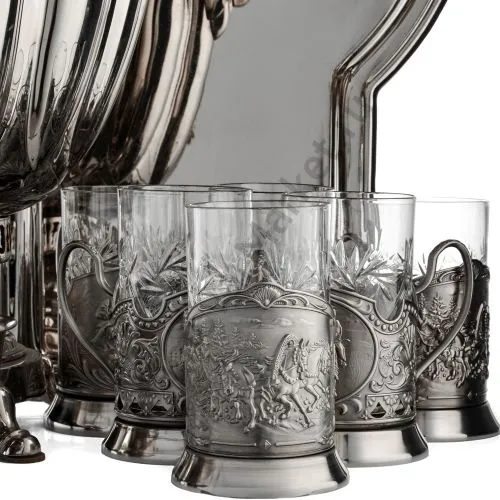 Самовар антикварный на дровах 6,5 л. формы «Ваза дольная», фурнитура кость, в наборе из 17 предметов Самовар антикварный на дровах 6,5 л. формы «Ваза дольная», фурнитура кость, в наборе из 17 предметов