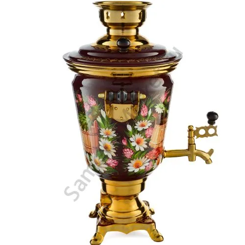 Самовар электрический 4 литра с художественной росписью «Баня» формы «Рюмка» Самовар электрический 4 литра с художественной росписью «Баня» формы «Рюмка»