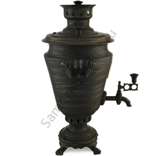 Самовар на дровах 5 литров формы «Рюмка с гербом РФ», золотые нити в патине, категория «Эксклюзив» Самовар на дровах 5 литров формы «Рюмка с гербом РФ», золотые нити в патине, категория «Эксклюзив»