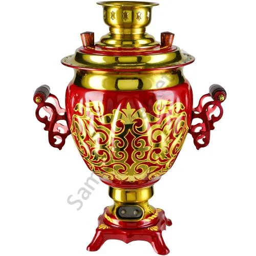 Самовар электрический 3 литра с художественной росписью «Орнамент красный» формы «Жёлудь» Самовар электрический 3 литра с художественной росписью «Орнамент красный» формы «Жёлудь»